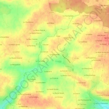 Carte topographique La Rousselais, altitude, relief
