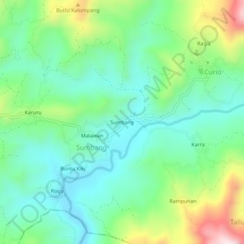 Carte topographique Sumbang, altitude, relief
