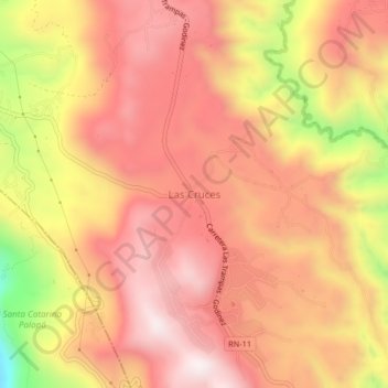 Carte topographique Las Cruces, altitude, relief