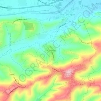 Carte topographique San Giuseppe, altitude, relief