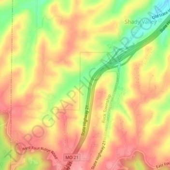 Carte topographique Pine Lake, altitude, relief
