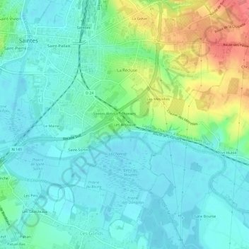 Carte topographique Les Arcivaux, altitude, relief
