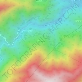 Carte topographique Kambang, altitude, relief