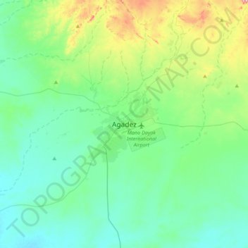 Carte topographique Agadez, altitude, relief
