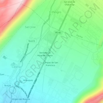 Carte topographique Santa María, altitude, relief