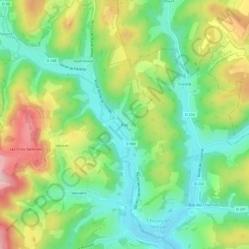 Carte topographique Buis, altitude, relief