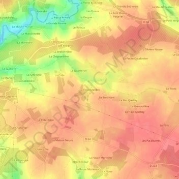 Carte topographique La Vincendelière, altitude, relief