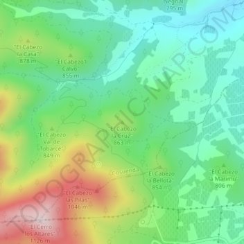 Carte topographique Cabezo de la Cruz, altitude, relief