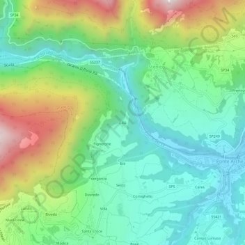 Carte topographique Cillà, altitude, relief