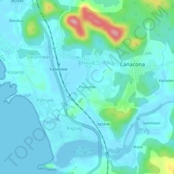 Carte topographique Ponsulem, altitude, relief