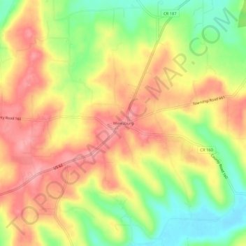 Carte topographique Winesburg, altitude, relief