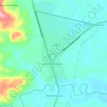 Carte topographique Yucumo, altitude, relief