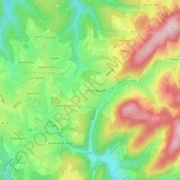 Carte topographique Eckacker, altitude, relief