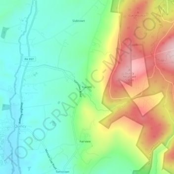 Carte topographique Fox Hill, altitude, relief