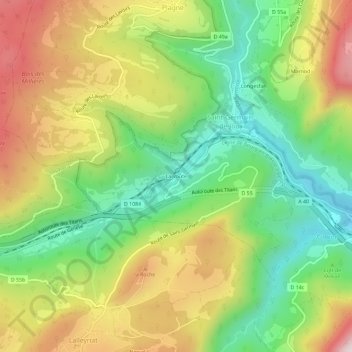 Carte topographique La Voute, altitude, relief