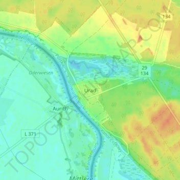 Carte topographique Urad, altitude, relief