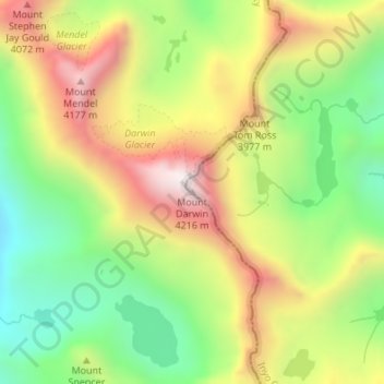 Carte topographique Mount Darwin, altitude, relief