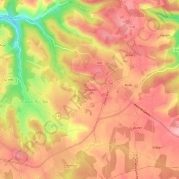 Carte topographique Mirandol, altitude, relief
