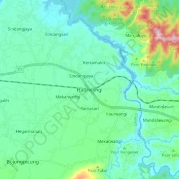 Carte topographique Haurwangi, altitude, relief