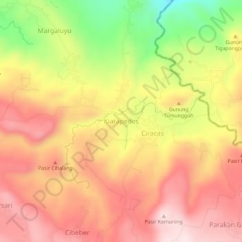 Carte topographique Kiarapedes, altitude, relief