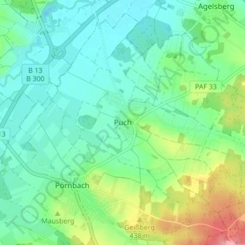 Carte topographique Puch, altitude, relief