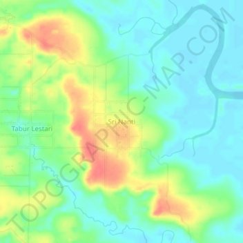 Carte topographique Sri Nanti, altitude, relief