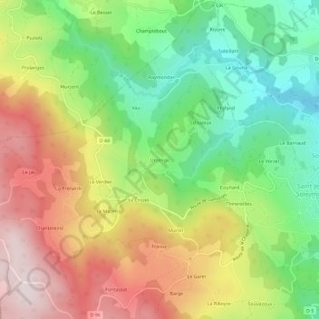 Carte topographique Urzenge, altitude, relief