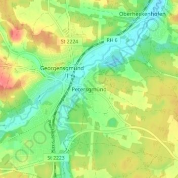 Carte topographique Petersgmünd, altitude, relief