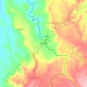 Carte topographique Niludhan, altitude, relief