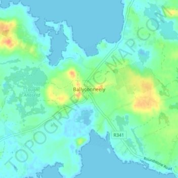 Carte topographique Ballyconneely, altitude, relief