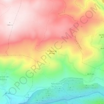 Carte topographique Ortigosa de Tormes, altitude, relief
