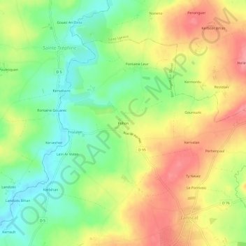 Carte topographique Pohon, altitude, relief