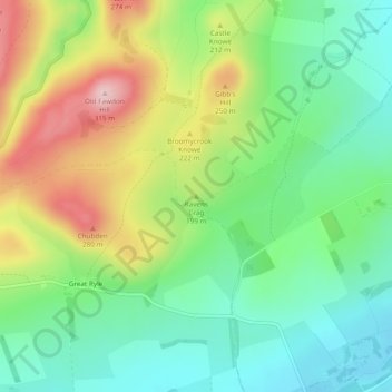 Carte topographique Ravens Crag, altitude, relief