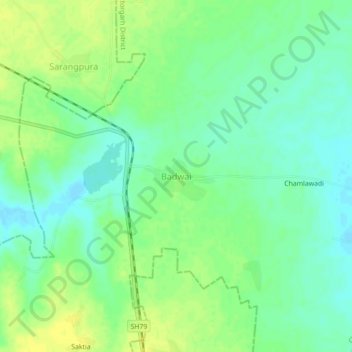 Carte topographique Badwai, altitude, relief