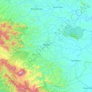 Carte topographique Bangko, altitude, relief