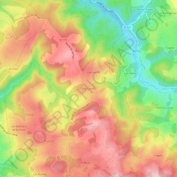 Carte topographique Les Corres, altitude, relief