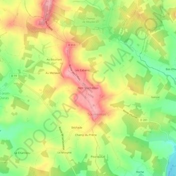 Carte topographique Petit Truchasson, altitude, relief