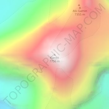 Carte topographique Kamet, altitude, relief
