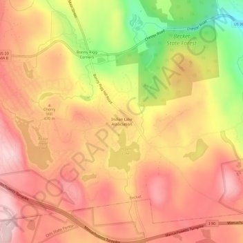 Carte topographique Indian Lake Association, altitude, relief