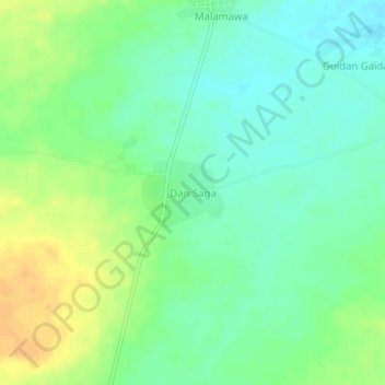 Carte topographique Dan Saga, altitude, relief