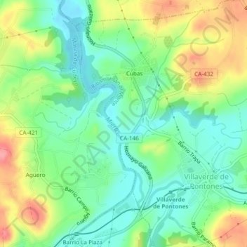 Carte topographique Agüero, altitude, relief