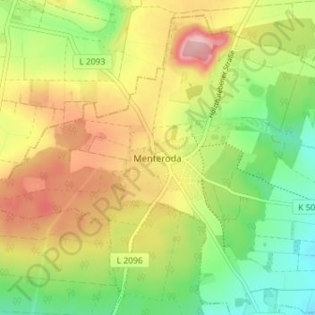 Carte topographique Menteroda, altitude, relief