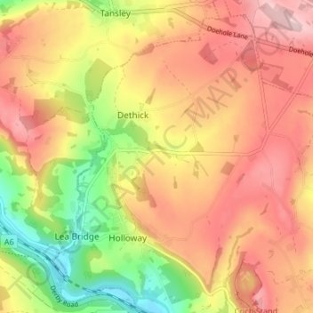 Carte topographique Lea, altitude, relief