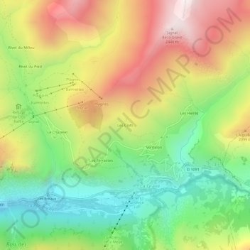 Carte topographique Les Clots, altitude, relief