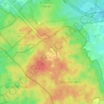 Carte topographique Drie, altitude, relief