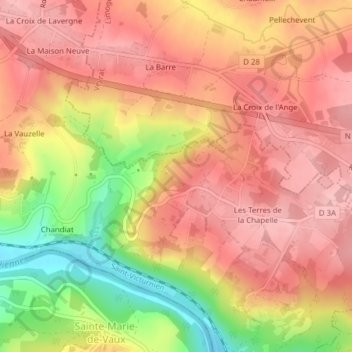 Carte topographique Les Taillis, altitude, relief
