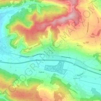 Carte topographique Uffikon, altitude, relief