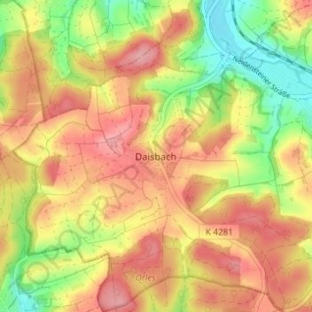 Carte topographique Daisbach, altitude, relief
