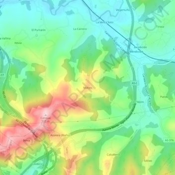Carte topographique Molledo, altitude, relief