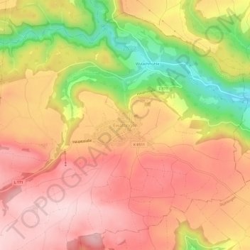 Carte topographique Ewattingen, altitude, relief